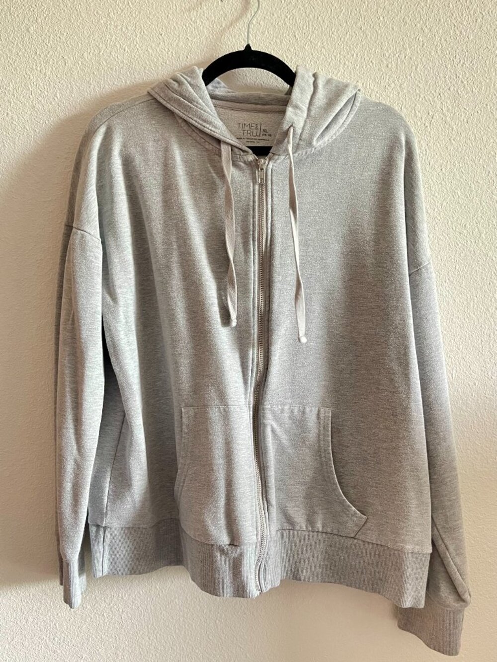 Time and Tru Heather Gray Full Zip Hoodie Sweatshirt Women’s XL Extra Large